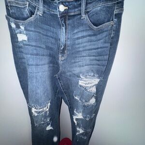 Judy Blue Distressed Dark Blue Boyfriend Jeans